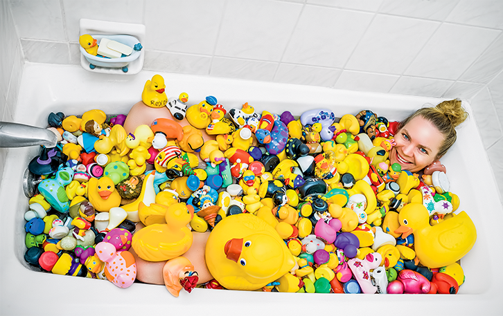 Rose with ducks in tub