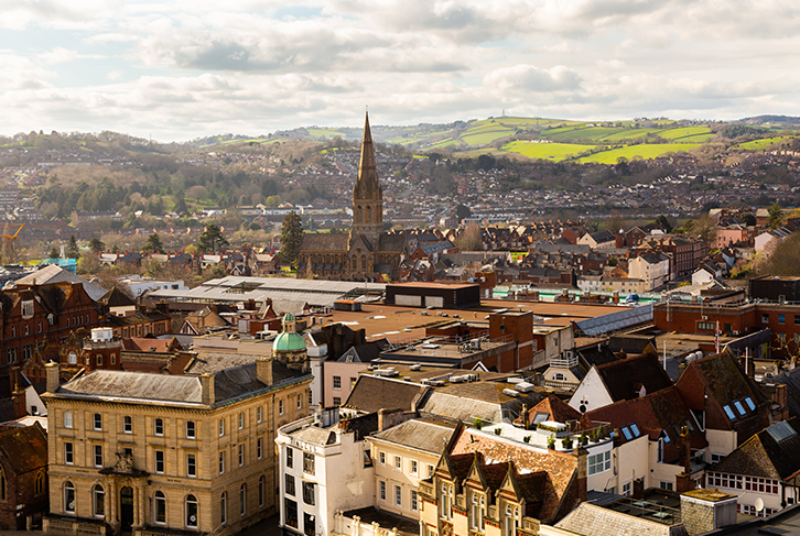 Aerial view of Exeter