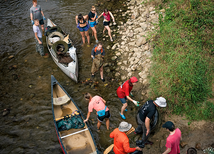 Students and canoes